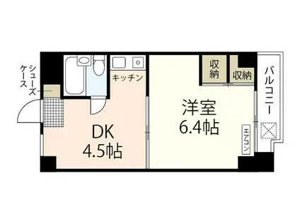 クレスト草津(1DK/3階)の間取り写真