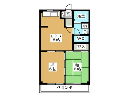 加賀野コーポII(2LDK/2階)の間取り写真