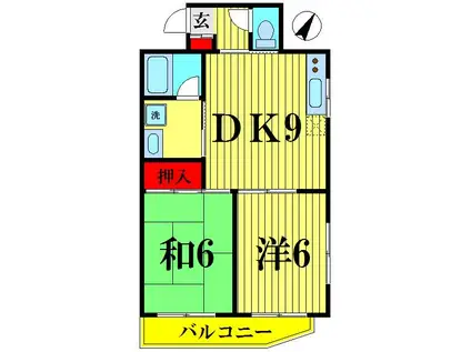 トータス竹ノ塚(2DK/2階)の間取り写真