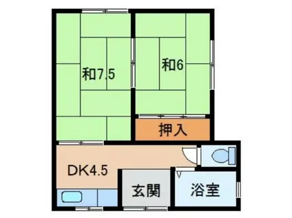 わかやま電鉄貴志川線 竈山駅 徒歩14分 2階建 築30年(2DK/2階)の間取り写真