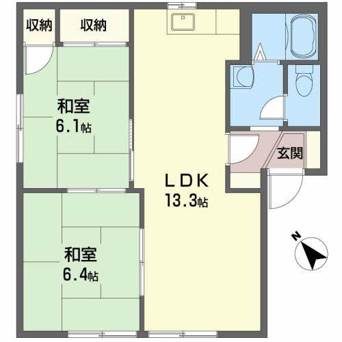 ビューハイム原田A棟(2LDK/1階)の間取り写真
