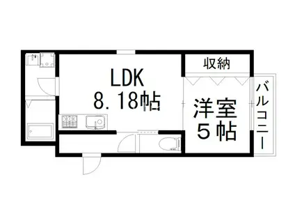 RECELDE桃山(1LDK/1階)の間取り写真