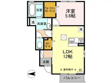 ＪＲ八戸線 久慈駅 徒歩17分 2階建 築8年(1LDK/1階)の間取り写真