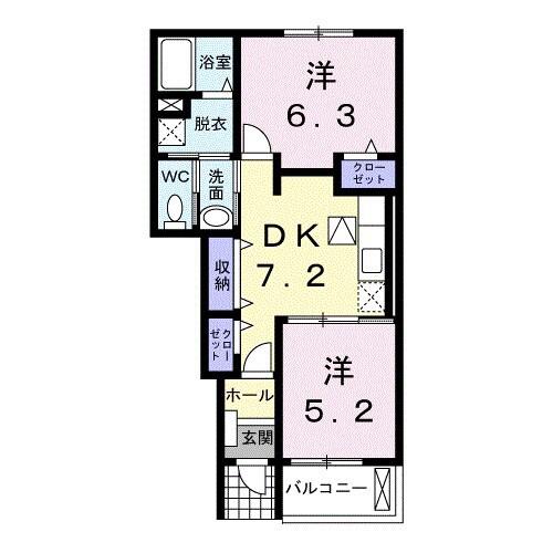 プランドール3(2DK/1階)の間取り写真