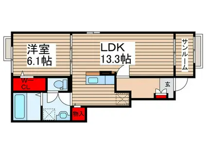 SOLEIL貴舟台II(1LDK/1階)の間取り写真