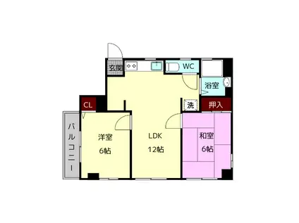 富雄駅前木村ビル(2LDK/4階)の間取り写真