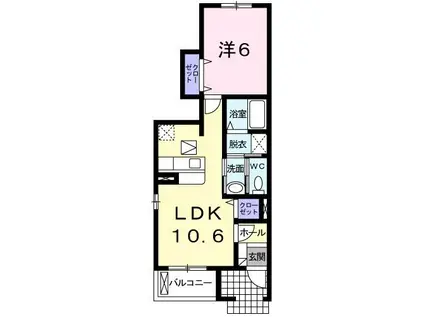 スッドスピアッツォバイアA(1LDK/1階)の間取り写真