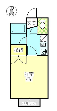 メゾンポピンズII(1K/1階)の間取り写真