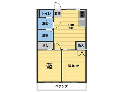 ビューハイツ桜田(2LDK/1階)の間取り写真