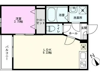 オーガスタ北松戸(1LDK/1階)の間取り写真