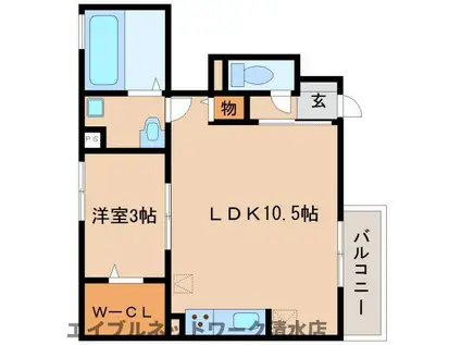 ジュネスS5(1LDK/1階)の間取り写真