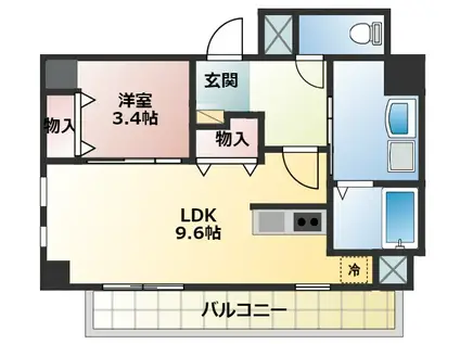 LEO六拾壱番館(1LDK/4階)の間取り写真