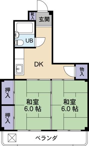 仁木ハイツ(2DK/1階)の間取り写真