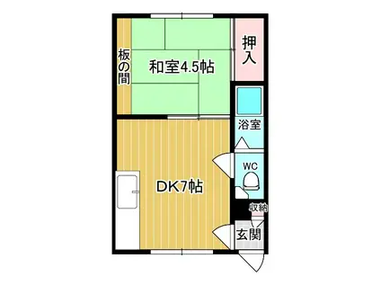 サンシャインハイツ(1DK/1階)の間取り写真