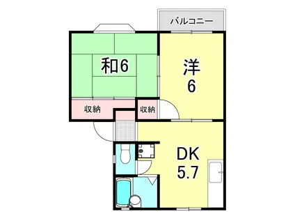 ラフォーレハタI(2LDK/2階)の間取り写真
