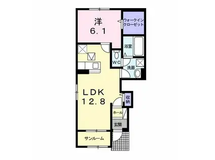 ルーチェ・ソラーレII(1LDK/1階)の間取り写真