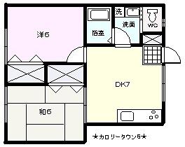 カロリータウン6(2DK/1階)の間取り写真
