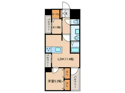 アースコートY´Sシティ室町(1SDK/11階)の間取り写真