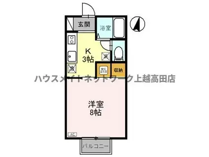 クリア上越(1K/1階)の間取り写真