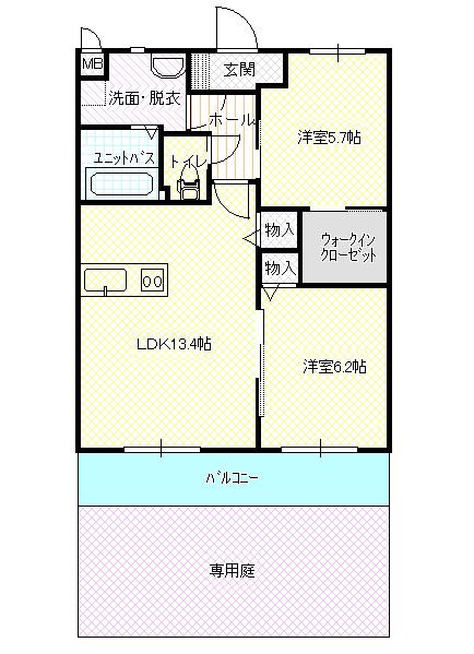 エスペランサ(2LDK/1階)の間取り写真