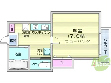 アーバンハイツ安養寺(1K/2階)の間取り写真