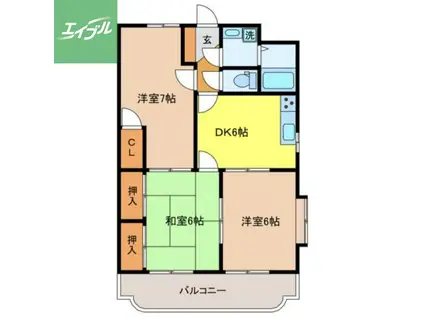 プレシャスコート時津(3DK/3階)の間取り写真