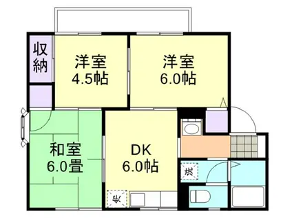 ラベンダーヒルズB棟(3DK/2階)の間取り写真