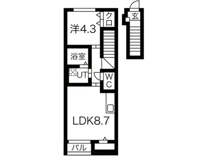 LUNEII A(1LDK/2階)の間取り写真