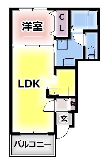 メゾンジャスティスB棟(1LDK/1階)の間取り写真