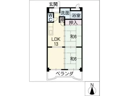 エステート23(2LDK/2階)の間取り写真