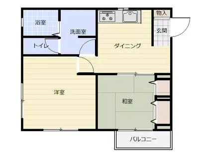 ハイツ小島B(2DK/2階)の間取り写真