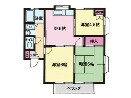 ウイングヤマシタ(3DK/2階)の間取り写真