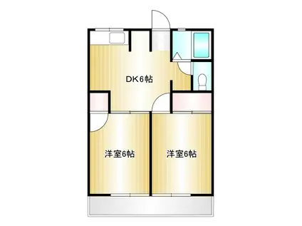 ファミーユ新幸楽(2DK/1階)の間取り写真