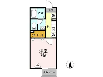 シャトレーワタナベII(1K/1階)の間取り写真