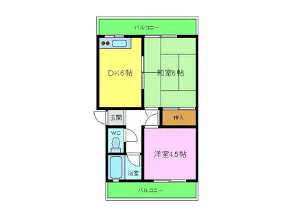 末広マンション(2DK/2階)の間取り写真