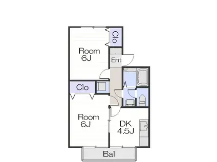 ラ・ヴァーグ(2DK/2階)の間取り写真