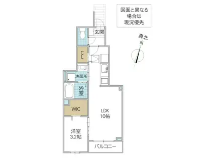 ヒカルサ土浦神立イーストII(1LDK/1階)の間取り写真