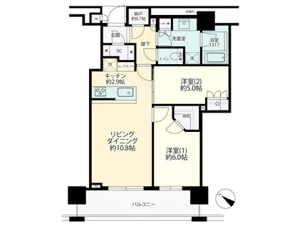 ブリリアザ・タワー東京八重洲アベニュー(2LDK/26階)の間取り写真