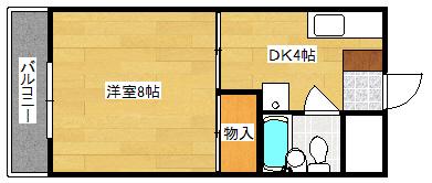 ベルメゾン田方(1DK/2階)の間取り写真