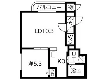 ウエストヴィラ(1LDK/3階)の間取り写真