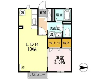 ＪＲ信越本線 長岡駅 徒歩39分 2階建 築20年(1LDK/1階)の間取り写真