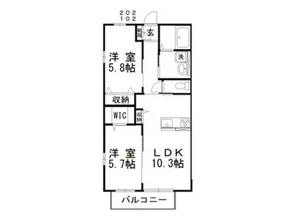 サンハイムS(2LDK/2階)の間取り写真