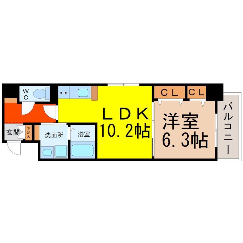 ラトレ白鳥(1LDK/1階)の間取り写真