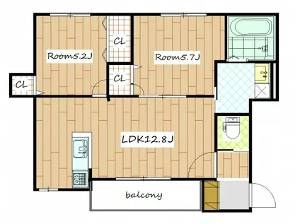 エストシャトー(2LDK/2階)の間取り写真