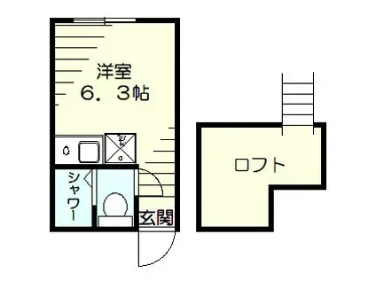 根岸ルフトハンザ(ワンルーム/2階)の間取り写真