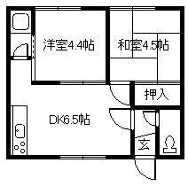 旭扇マンション(2DK/1階)の間取り写真