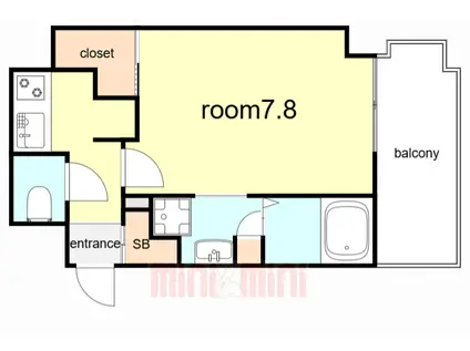 GENOVIA神戸湊川公園(1K/14階)の間取り写真