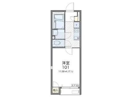 アベイユ(1K/1階)の間取り写真