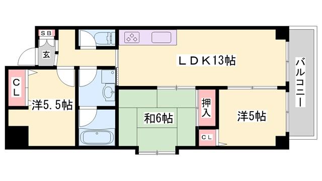 ブルー・エス(3LDK/8階)の間取り写真