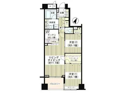 KDXレジデンス日本橋水天宮(2LDK/7階)の間取り写真